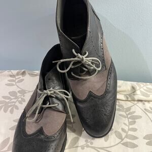 Alpine Swiss Geneva Chukka Boots Mens 14 Gray Black Wingtip Brogue LaceUp Oxford